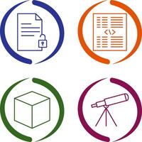 unlock document and piece of code Icon vector