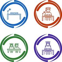 study desk and studying on desk Icon vector