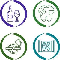 vino y caries icono vector