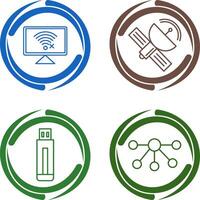 Disconnected Network and Satellite Icon vector