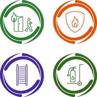 running from fire and fire shield Icon vector