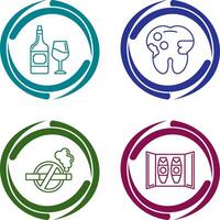 vino y caries icono vector