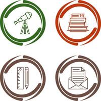 Telescope and BooksSnack and Money Icon vector