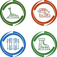 Shovel and Ski Boots Icon vector