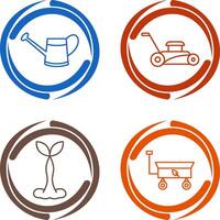 Watering tool and Lawn Mower Icon vector