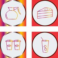 cake slice and coffee pot Icon vector