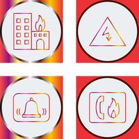 burning building and electricity danger Icon vector