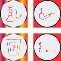 hookah and lit smoking pipe Icon vector