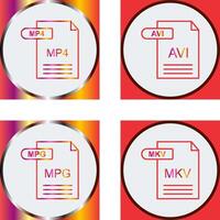 mp4 y avi icono vector