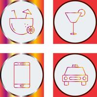 coconut drink and cocktail drink Icon vector