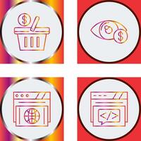 compras cesta y ojo icono vector