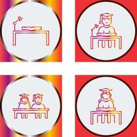 study desk and studying on desk Icon vector