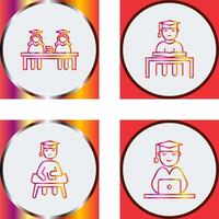 Combined Study and Studying on Desk Icon vector