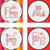 cocina y dormitorio icono vector