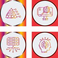 Pyramid Graph and Search Icon vector