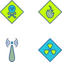 poisonous gas and Danger of flame Icon vector