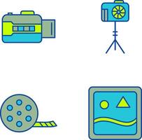 open camera and camera stand Icon vector