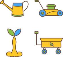 Watering tool and Lawn Mower Icon vector