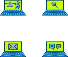 en línea la licenciatura y encontrar en Internet icono vector