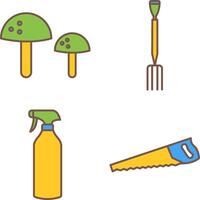 hongos y jardinería tenedor icono vector