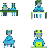 Combined Study and Studying on Desk Icon vector