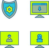 seguridad ajustes y descargar página web icono vector