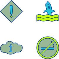 caution sign and dangerous shark Icon vector