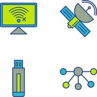 Disconnected Network and Satellite Icon vector