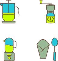 french press and coffee grinder Icon vector