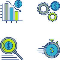 Chart Down and Settings Icon vector