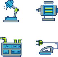 escritorio lámpara y eléctrico motor icono vector