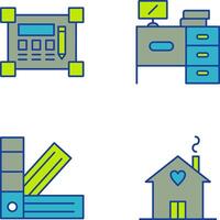 Blueprint and Desk Icon vector