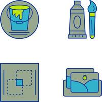 paint bucket and oil paint Icon vector