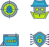 Bug Target and Hacker Icon vector