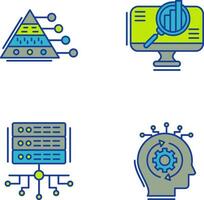 Pyramid Graph and Search Icon vector