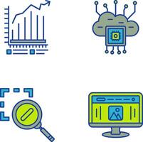 Bar Chart and Cloud Computing Icon vector