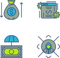 dinero bolso y codificación icono vector