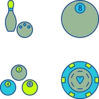 bolos y ocho pelota icono vector