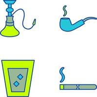 hookah and lit smoking pipe Icon vector