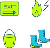 exit and electricity fire Icon vector