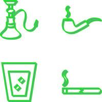 hookah and lit smoking pipe Icon vector