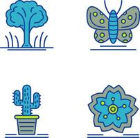 árbol y mariposa icono vector