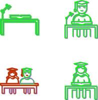 study desk and studying on desk Icon vector