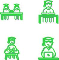 Combined Study and Studying on Desk Icon vector