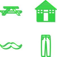 Picnic of Table and Wood Cabin Icon vector