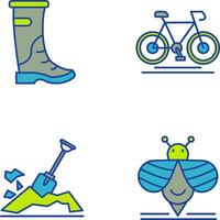 lluvia botas y ciclismo icono vector