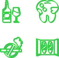 vino y caries icono vector