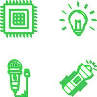 Processor and Light Bulb Icon vector