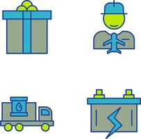 Gift Box and Worker Icon vector