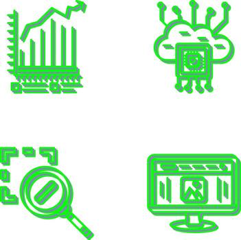 bar gráfico y nube informática icono vector